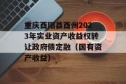 重庆酉阳县酉州2023年实业资产收益权转让政府债定融（国有资产收益）