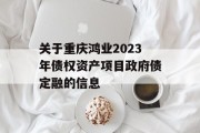 关于重庆鸿业2023年债权资产项目政府债定融的信息