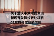 关于重庆市武隆仙女山新区开发债权转让项目02政府债定融的信息