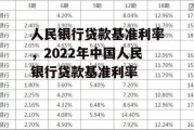 人民银行贷款基准利率，2022年中国人民银行贷款基准利率