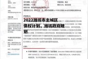 2022潍坊市主城区债权计划，潍坊政府规划