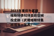 2023年重庆市武隆喀斯特债权项目政信城投定融（武隆喀斯特集团领导一览表）