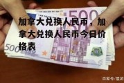 加拿大兑换人民币，加拿大兑换人民币今日价格表