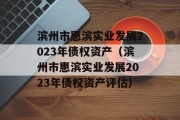 滨州市惠滨实业发展2023年债权资产（滨州市惠滨实业发展2023年债权资产评估）