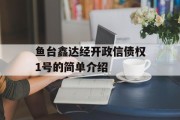 鱼台鑫达经开政信债权1号的简单介绍