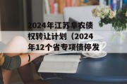 2024年江苏阜农债权转让计划（2024年12个省专项债停发）