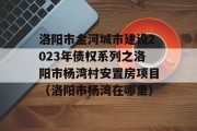 洛阳市金河城市建设2023年债权系列之洛阳市杨湾村安置房项目（洛阳市杨湾在哪里）