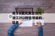 关于A类大央企信托-浙江252政信项目的信息