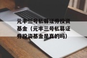 元丰三号私募证券投资基金（元丰三号私募证券投资基金是真的吗）