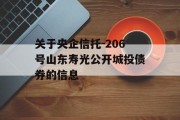 关于央企信托-206号山东寿光公开城投债券的信息