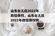 山东台儿庄2022年政信债权，山东台儿庄2022年政信债权转让