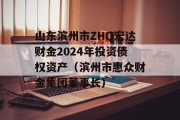 山东滨州市ZHQ宏达财金2024年投资债权资产（滨州市惠众财金集团董事长）