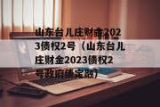 山东台儿庄财金2023债权2号（山东台儿庄财金2023债权2号政府债定融）