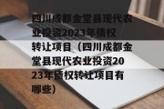 四川成都金堂县现代农业投资2023年债权转让项目（四川成都金堂县现代农业投资2023年债权转让项目有哪些）