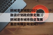 防城港市城投2023融资计划政府债定融（防城港市城市投资发展集团有限公司官网）