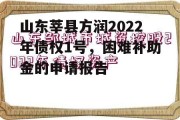 山东莘县方润2022年债权1号，困难补助金的申请报告