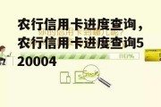 农行信用卡进度查询，农行信用卡进度查询520004