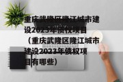 重庆武隆区隆江城市建设2023年债权项目（重庆武隆区隆江城市建设2023年债权项目有哪些）