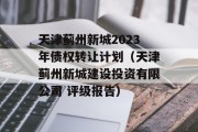 天津蓟州新城2023年债权转让计划（天津蓟州新城建设投资有限公司 评级报告）