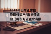 2023年山东正方控股债权资产*政府债定融（山东方正置业有限公司）