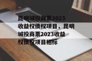 昆明城投商票2023收益权债权项目，昆明城投商票2023收益权债权项目招标