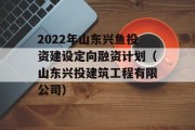 2022年山东兴鱼投资建设定向融资计划（山东兴投建筑工程有限公司）