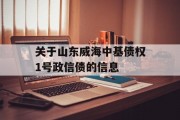 关于山东威海中基债权1号政信债的信息