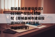 郯城县城市建设投资2023财产权信托收益权（郯城县城市建设投资2023财产权信托收益权公告）