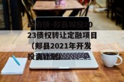 政府债-郏县城投2023债权转让定融项目（郏县2021年开发投资计划）