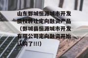 山东鄄城恒源城市开发债权转让定向融资产品（鄄城县恒源城市开发有限公司定向融资开始认购了!!!）