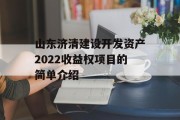 山东济清建设开发资产2022收益权项目的简单介绍