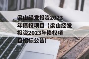 梁山经发投资2023年债权项目（梁山经发投资2023年债权项目招标公告）