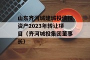 山东齐河城建城投债权资产2023年转让项目（齐河城投集团董事长）