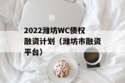 2022潍坊WC债权融资计划（潍坊市融资平台）