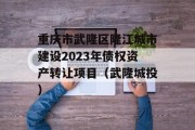 重庆市武隆区隆江城市建设2023年债权资产转让项目（武隆城投）