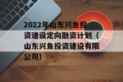 2022年山东兴鱼投资建设定向融资计划（山东兴鱼投资建设有限公司）