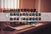 2023年安徽砀山建投债权合同存证政信定融项目（砀山建设投资有限公司总经理）