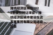 潍坊经济区城投2023年债权转让项目，潍坊经济区城市建设投资发展集团有限公司评级报告