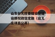 山东台儿庄基础设施建设债权政信定融（台儿庄项目公开）