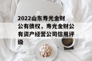 2022山东寿光金财公有债权，寿光金财公有资产经营公司信用评级