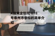 A级央企信托-678号泰州市非标的简单介绍