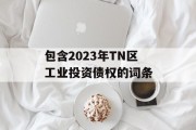 包含2023年TN区工业投资债权的词条