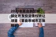 2023年蒙自新型城镇化开发投资债权转让项目（蒙自市城市总体规划）