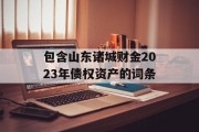 包含山东诸城财金2023年债权资产的词条