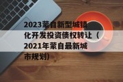 2023蒙自新型城镇化开发投资债权转让（2021年蒙自最新城市规划）