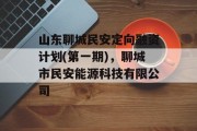 山东聊城民安定向融资计划(第一期)，聊城市民安能源科技有限公司