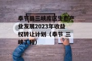 奉节县三峡库区生态产业发展2023年收益权转让计划（奉节 三峡工程）