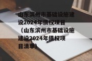 山东滨州市基础设施建设2024年债权项目（山东滨州市基础设施建设2024年债权项目清单）