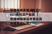 楚雄市城乡建设投资2023债权资产拍卖（楚雄城镇建设开发投资有限责任公司）