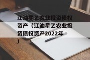 江油星乙农业投资债权资产（江油星乙农业投资债权资产2022年）